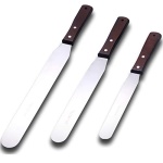 LEGERM Straight Icing Spatula Stainless Steel Baking Set of 6, 8" & 10" Wooden Handle Cake Decorating Frosting Spatulas