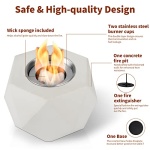 Table Top Fire Pit Bowl - Concrete Tabletop Fireplace Indoor Outdoor Decor Portable Rubbing Alcohol Burner Smores Maker for Patio Balcony with Extinguisher - Image 2