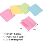 Sticky Notes 3x3 Inches Bulk 28 Pack 2800 Sheets Colored Self-Stick Pads, 100 Sheets/Pad, 4 Bright Colors (Yellow, Green, Pink, Blue) for Office Supplies, School, Home - Image 7