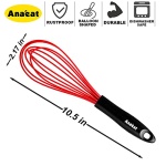 ANAEAT 10.5" Silicone Whisk, Thick Stainless Steel Wire Inner - Heat Resistant Kitchen Whisks for Non-Stick Cookware, Balloon Egg Beater for Whisking, Blending, Beating, Frothing & Stirring (Red) - Image 4