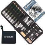 KALOUR 54-Pack Sketch Drawing Pencils Kit with Sketchbook,Include Graphite,Charcoal Pencils and Artists Tools,Pro Art Drawing Supplies for Adults Kids Beginners,ideal for Sketching Shading
