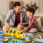 iHaHa Toddler Toys for 2 3 4 5 6 Years Old Boys, 7 in 1 Construction Trucks Veihicle Playset with Play Mat, Birthday for Boys Girls Toddlers Kids - Image 2