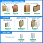 Reli. Paper Grocery Bags w/Handles (100 Pcs, Bulk)(12"x7"x14") Large Paper Grocery Bags, Shopping Bags w/Handles - Heavy Duty 57 Lbs Basis - Takeout/To Go Bags, Retail Bags, Brown Kraft Paper Bags - Image 3