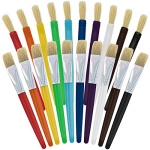 U.S. Art Supply 20-Piece Large Round and Flat Children's Hog Bristle Tempera Paint Brush Set - Fun Kid's Party, School, Student, Class Craft Painting - Beginners Starter Artist Painting Brush Kit