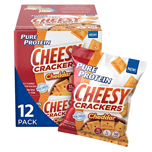 Pure Protein Cheesy Crackers, Cheddar, High Protein Snack, 12G Protein, 1.34 oz, 12 Count