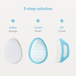 Frida Baby The 3-Step Cradle Cap System, DermaFrida The FlakeFixer, Sponge, Brush, Comb and Storage Stand for Babies with Cradle Cap, White-Blue - Image 5