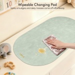 Portable Changing Pad - Baby Changing Pad, Wipeable Diaper Changing Pads, Waterproof Foldable Vegan Leather Portable Changing Mat for Travel & Home, Light Green, 27.5" x 15.7" - Image 3