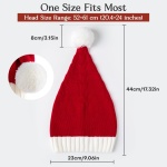 Diffy Homy Santa Hat Christmas Hat Xmas Adult Women Men Washable Fade-restant Knitted Soft Warm Long for Christmas New Year Festive Holiday Party Outdoor Winter Red - Image 5