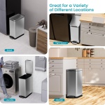 Home Zone Living 12 Gallon Slim Kitchen Trash Can with Soft Close Lid, Step Pedal, Bag Tuck Band, and Removable Liner, Stainless Steel, Silver - Image 4