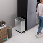 Home Zone Living 12 Gallon Slim Kitchen Trash Can with Soft Close Lid, Step Pedal, Bag Tuck Band, and Removable Liner, Stainless Steel, Silver - Image 7