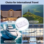 2000W Voltage Converter US to Europe, 220V to 110V Converter for European Travel, Power Adapter for Hair Dryer, European Travel Plug Adapter with 3 AC 2 USBC 2 USBA Ports & EU/UK/AU/IT Plugs (White) - Image 2